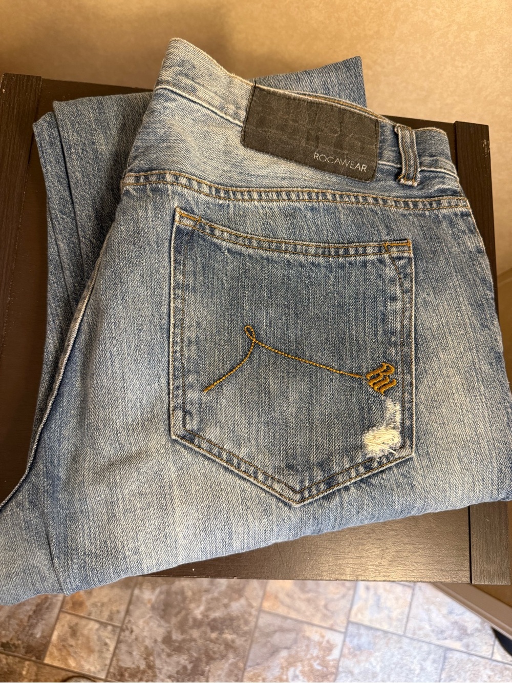 Men’s Rocawear Baggy Jeans 38x32 Y2K Hip Hop Blue Denim Vintage